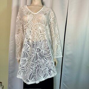 NIMES COTE D"AZUR SWIM COVER UP DRESS White Lace Beach Summer Size 3x